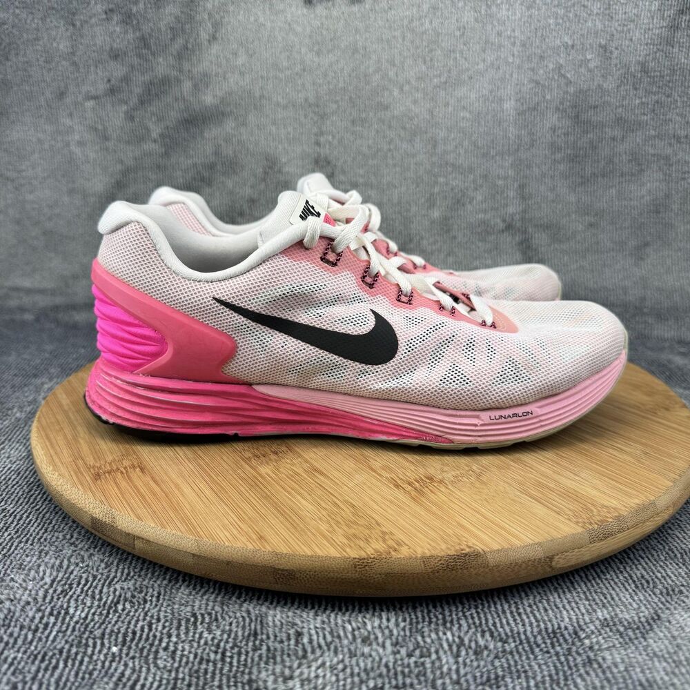 Nike Lunarglide 6 Shoes Womens Size 7.5 Pink White Running Sneakers Training